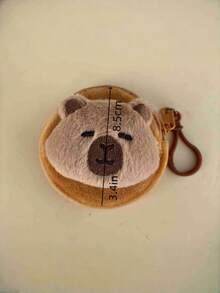 Mini kompakte Größe, weiches Plüschmaterial, sicherer Reißverschluss, Design mit Braunem Capybara-Muster, Münzbörse/Geldbeutel für Erwachsene, Unisex, für den täglichen Gebrauch, Reise-Accessoire, Geschenkidee, Geburtstag, Weihnachten, süßes Tiermotiv, Kawaii-Stil, Modeaccessoire