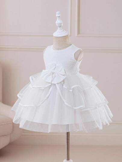 SHEIN Glamorique Kids 女婴连衣裙，时尚优雅，适合生日派对、晚会、婚礼、洗礼、1 岁生日