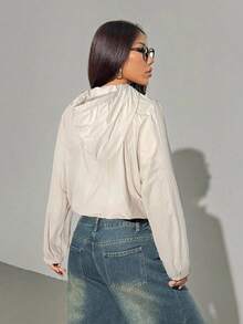 SHEIN EZwear Beige Oversized Lightweight Sun Protection Sports Jacket In Fall/Winter - Apricot - View 3