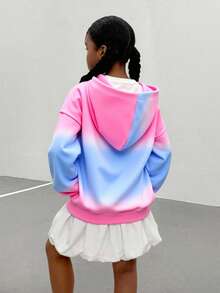 Tween Girl Casual Gradient Cartoon Print Hoodie Sweatshirt, Autumn/Winter Fall - Multicolor - View 7