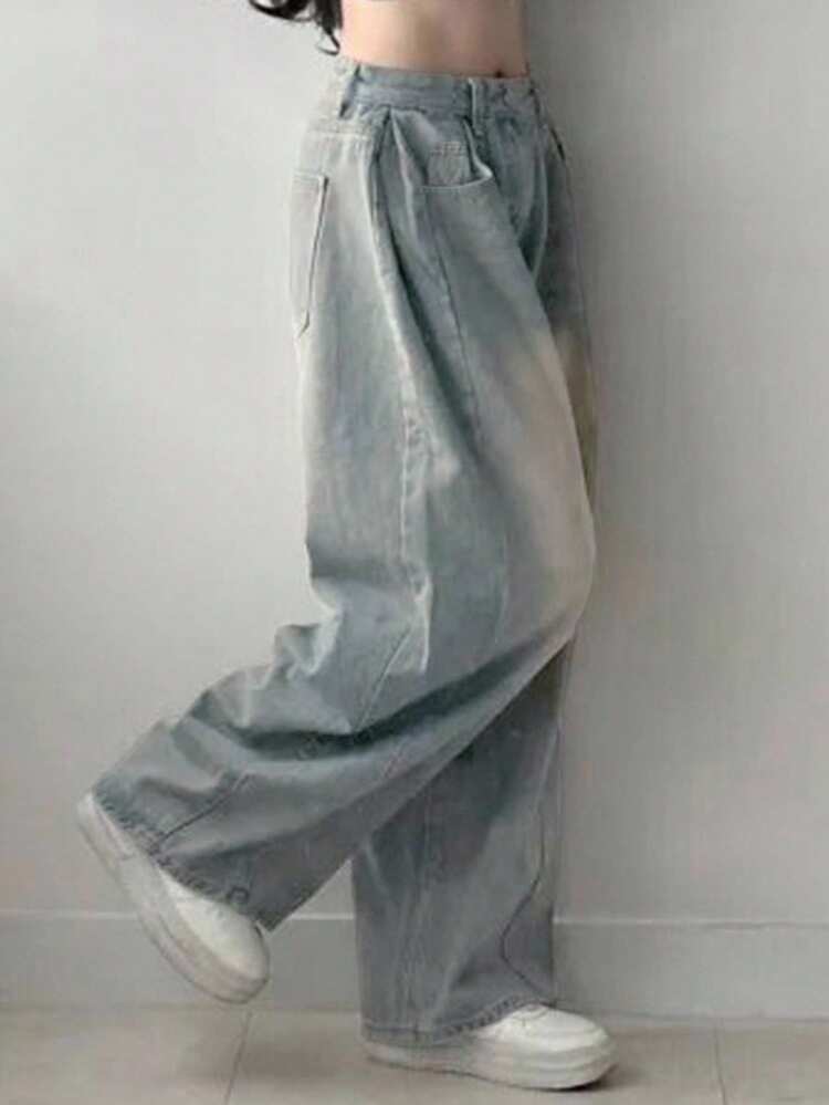 DAZY 女式休闲水洗口袋牛仔裤 - 藍色 - 查看 6