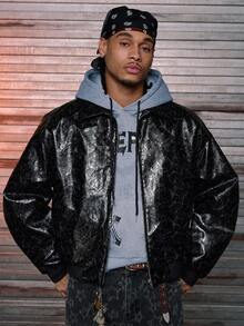 AXEPEAK Men's Woven Fashion Long Sleeve Jacket, Fall, Winter, Grunge - Black - View 3