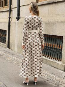 EMERY ROSE 女式长袖休闲拼色中长连衣裙 - 彩色 - 查看 2