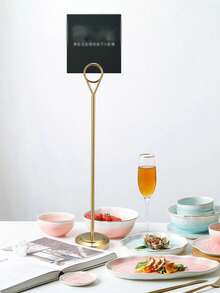 1pc Round Table Number Holder, Gold Stainless Steel Place Card Holder For Party Dining Table - Gold - View 6