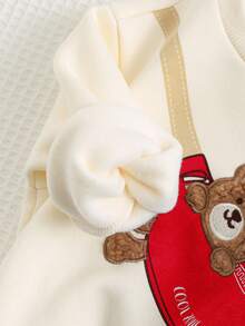 Cozy Pixies 2件套男婴熊图案圆领长袖连帽衫和慢跑裤套装 - 紅色 - 查看 9