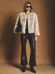 Poéselle Áo khoác lông thú giả họa tiết động vật dành cho nữ, Thu/Đông - Nhiều màu - Xem 6