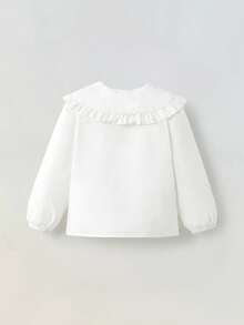 Maija Kids Maija Kids 年轻女孩休闲可爱白色刺绣泡泡袖宽松上衣，适合春秋季 - 白色 - 查看 2