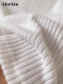 Sparklyn 2 件套青少年女孩圆领长袖 T 恤和松紧腰条纹直筒裤，秋季休闲装 - 白色 - 查看 5