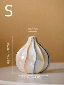 Cirelle 彩色条纹陶瓷花瓶，手工制作的装饰花瓶，适合客厅、玄关、卧室、书桌，现代波西米亚风格家居装饰，是送给老师、父母、朋友、同学的完美礼物 - 彩色 - 查看 6