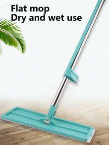 SHEIN 1 件免提拖把，平板拖把带不锈钢手柄，干湿两用，旋转拖把垫，夹式设计带拧干，瓷砖和硬木地板清洁，浴室清洁工具，吸水拖把，木地板平板拖把（含拖把垫*1），保护地板，无残留 - 彩色 - 查看 4