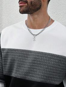 Manfinity CasualCool 男士加大码撞色拼接套头卫衣，秋季款，长袖上衣