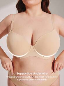 LUVLETTE Plus Dream Curve Support + Smooth Full Coverage Support T-Shirt Bra Nude Minimizer Bra Flexi SizeFReedom Bra - Aprikot - View 6
