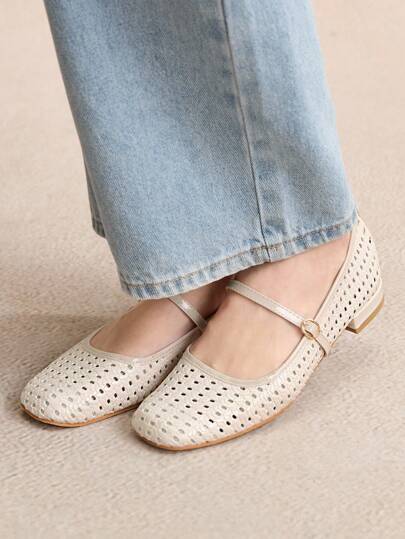 Rosivie 女士编织镂空系带经典复古平底方头休闲一脚蹬乐福鞋，酒红色