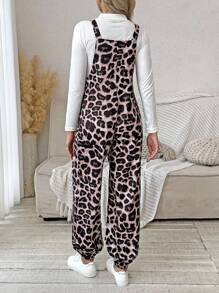 SHEIN 孕妇休闲时尚街头豹纹连体裤（不含T恤） - 彩色 - 查看 2