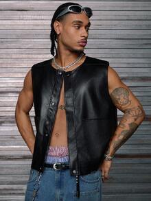 AXEPEAK Men's Woven Fashionable Casual Vest, Fall, Winter