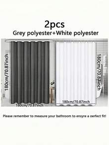 纯色防水浴帘 - 复古浴室装饰，秋季美学，波西米亚风格，可爱的返校必备品，大学宿舍配件，涤纶内衬，防潮，易清洁
