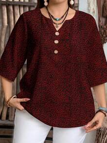 EMERY ROSE Áo sơ mi nữ tay ngắn cài nút phía trước họa tiết báo đỏ cỡ lớn, áo sơ mi mùa hè cho nữ, áo sơ mi nữ, phong cách nghỉ dưỡng đồng quê, áo sơ mi bohemian cho nữ, trang phục nghỉ dưỡng đồng quê cho nữ - Nhiều màu - Xem 3