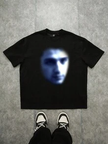 Manfinity ZONE917 Men's Street Halloween Holiday Phantom Figure Graphic T-Shirt - Black - View 1