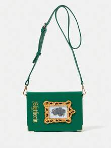 HARRY POTTER X SHEIN Book-Shaped Foil Print Box Shoulder Bag - Green - View 9