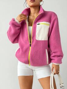 Exploreva Women Sports Jackets Women Outdoor Rosy Pink Jacket, Winter Coats Winter Thermal Thick Warm Fleece Jackets, Winter Jacket Women's Casual & Outdoor Jacket Outdoor Hiking Jacket Women's Casual Jacket, Thermal Coats, Fall Winter Jacket, Thick Jacket KEEP WARM, Winter Coats Women Athleisure Jacket White Jacket