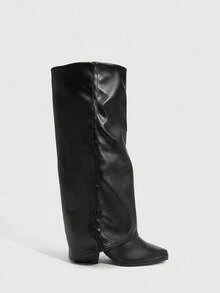 CUCCOO SZL Women's Fashionable Black Leg Sexy High Heel Tall Boots - Black - View 6