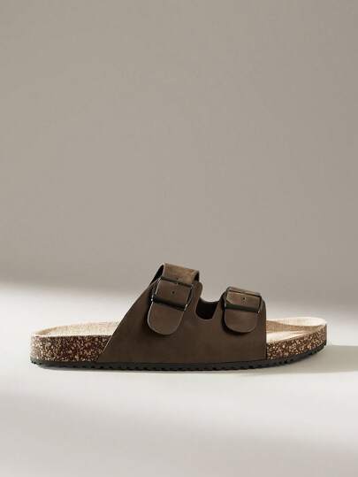 Solecia 男士圆头双带平底一脚蹬鞋，方便舒适，适合日常、聚会、通勤，时尚百搭