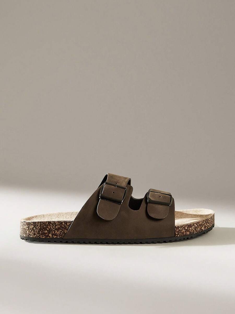 Solecia 男士圆头双带平底一脚蹬鞋，方便舒适，适合日常、聚会、通勤，时尚百搭