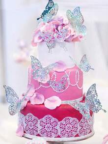 Rainbow 3D Butterfly Decor Set Of 60pcs - Glitter Gold Paper Butterflies For Party Wedding Birthday DIY Decorations - Multicolor - View 8