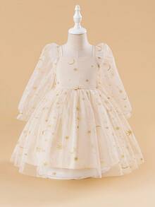Glamorique Kids 年轻女孩花童伴娘服，婚礼，花童，派对表演，适合正式场合，舞台，钢琴表演 - 香檳色 - 查看 1