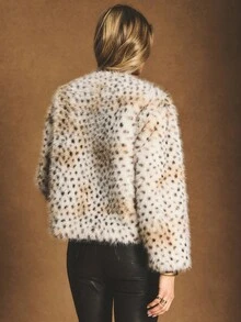 Poéselle Áo khoác lông thú giả họa tiết động vật dành cho nữ, Thu/Đông - Nhiều màu - Xem 5