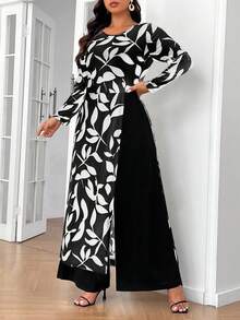 SHEIN Frenchy 大码优雅简约二合一连体裤 - 黑色 - 查看 6