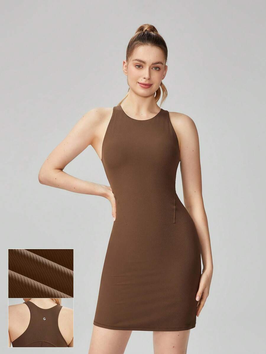 GLOWMODE FeatherFit™-Ribbed Racerback Sports Dress - Cinnamoninspiration - View 1