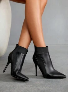 CUCCOO SZL 女士时尚尖头细高跟踝靴 - 黑色 - 查看 5
