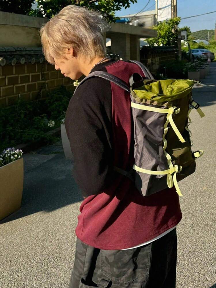 Men's Black & Red Patchwork Numeric Street Style Graphic T-Shirt, Autumn, For Fall