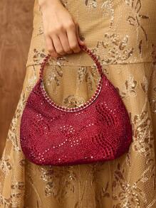 MOTF PREMIUM 水钻细节吻锁晚装包 - 紅色 - 查看 8