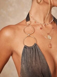 Lumalex Robe d'été sexy à col V profond et dos nu pour femmes