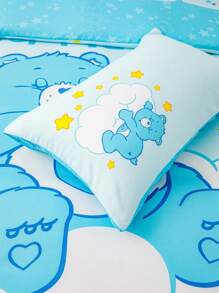 SHEIN X Care Bears 时尚可爱卡通熊印花蓝色床上用品套装、礼品
