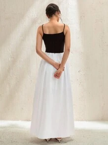 CLARA VERO Vestido largo sin mangas de color bloque para mujer