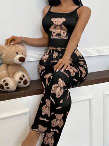 SHEIN Comfortable And Stylish Cartoon-Themed Pajama Pant Set With Spaghetti Strap And Cute Style - Multicolor - View 6