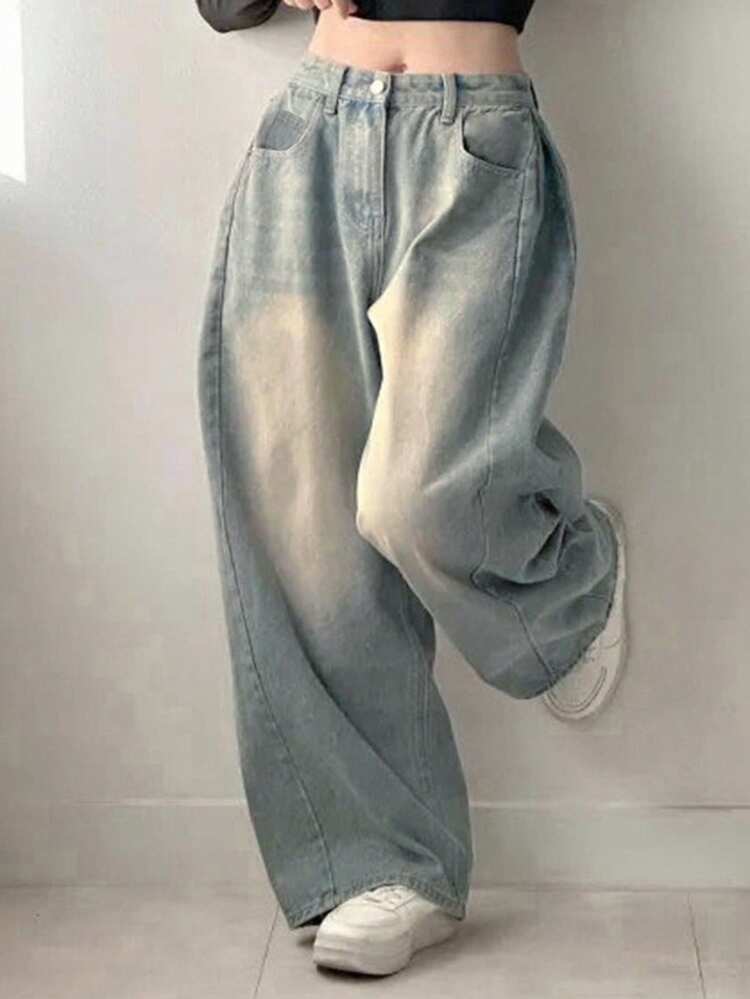 Women's Casual Washed Pocket Denim Jeans