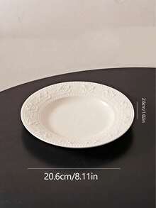 Cirelle 陶瓷浮雕法式奶油风格厨房碗和盘子，白色家用餐具套装，高审美价值，饭碗，蔬菜盘，盘子，筷子，洗碗机，微波炉适用|盘子，盘子套装，餐具套装，餐具 - 白色 - 查看 13