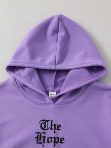 PAVTROS Tween Boy Gothic Font Print Sweatshirt, College Style Chic Outfits For Autumn/Winter - Purple - View 4