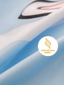 GARFIELD | SHEIN 3pc Soft Cute Cartoon Cat Print Blue Bedding Set,Suitable For Single Bed/Double Bed/Queen Bed/King Bed, Dormitory/Home - Blue - View 10