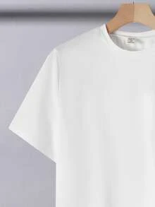 SHEIN Bộ 2 món/Bộ áo ngắn tay thường ngày và quần ống loe cho bé trai tuổi teen, trang phục phong cách trường học Punk Rock đường phố cho hàng ngày, tiệc tùng, lễ hội âm nhạc, thích hợp cho mùa xuân/hè, tương phản đen trắng theo phong cách Gothic Anh - Đen và trắng - Xem 4