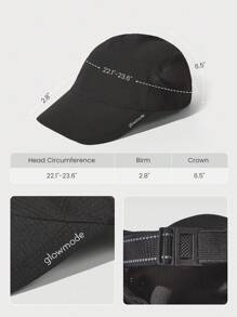 GLOWMODE 速干无缝透气吸汗速干反光可调节跑步帽健身房训练锻炼日常 - 黑色 - 查看 8