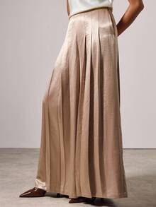 COSMINA Women's Elegant Loose Pleated Long Straight Pants, Autumn/Winter - Khaki - View 6