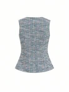 Ellevyn Chaleco sin mangas para mujer con cierre de botón metálico, adecuado para ir al trabajo