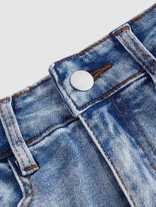 SHEIN MOD 女士牛仔裙万圣节，万圣节服装，橙色牛仔裤万圣节女士服装 - 藍色 - 查看 3