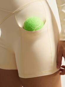 VARSIVA 女式高领长袖紧身运动套装 - 杏色 - 查看 7