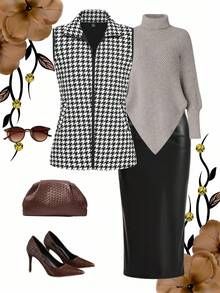 Ellevyn Áo vest cổ lật họa tiết da báo dành cho nữ, có túi, đa năng cho mùa thu/đông - Nhiều màu - Xem 13